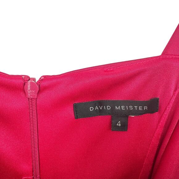 David Meister Satin Cocktail Sheath Midi Dress Pink Size 4 - Picture 6 of 8